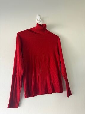 Women's Red Turtleneck Sweater - Classic Lightweight Knit